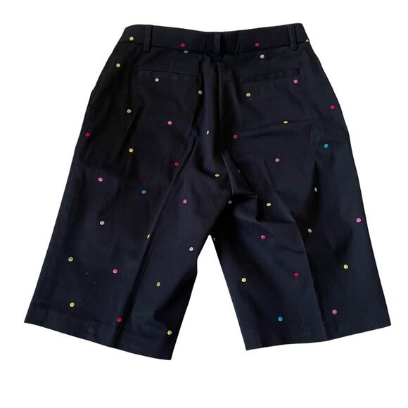 Polka Dot Bermuda Shorts Long Rainbow Black S EUC - Picture 5 of 6